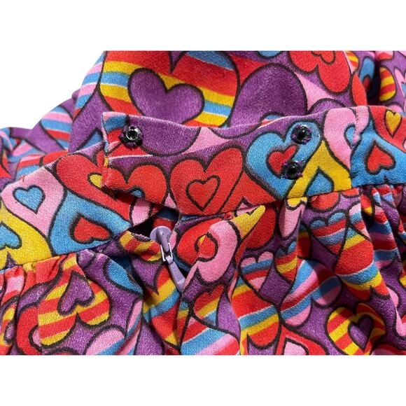 Vintage 1980s Handmade Heart Pattern Long Maxi Skirt Gathered - Picture 11 of 11